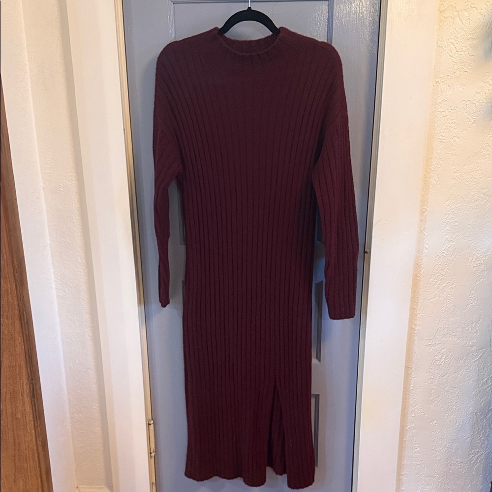 Aerie Burgundy Long Sleeve Sweater Dress